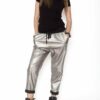 Pantaloni piele ecologica argintiu metalizat