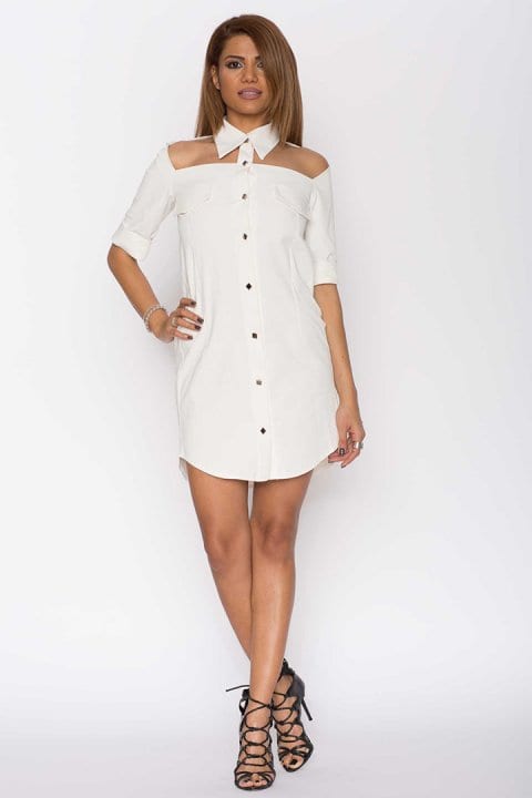 Cămașă dama tip rochie Cut albă 3